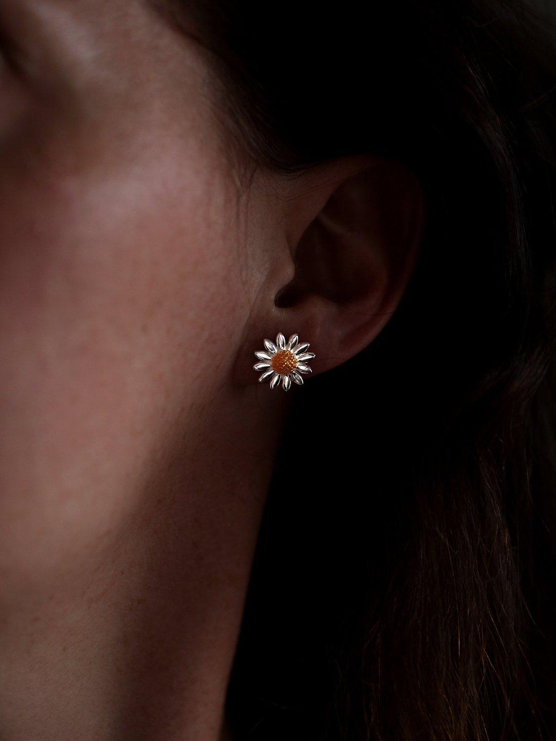 Product image 2 of 4, which shows Nina B Flower Stud Earrings, Silver/Gold