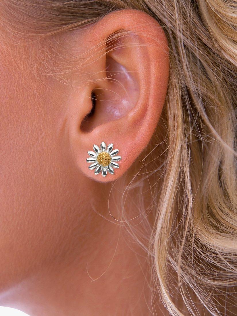 Product image 3 of 4, which shows Nina B Flower Stud Earrings, Silver/Gold