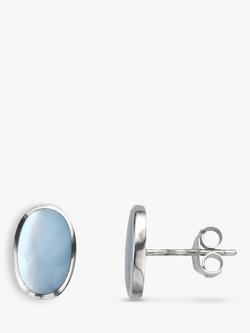 Nina B Oval Stud Earrings, Blue/Mother Of Pearl