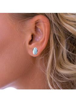 Nina B Oval Stud Earrings - view 2, Blue/Mother Of Pearl