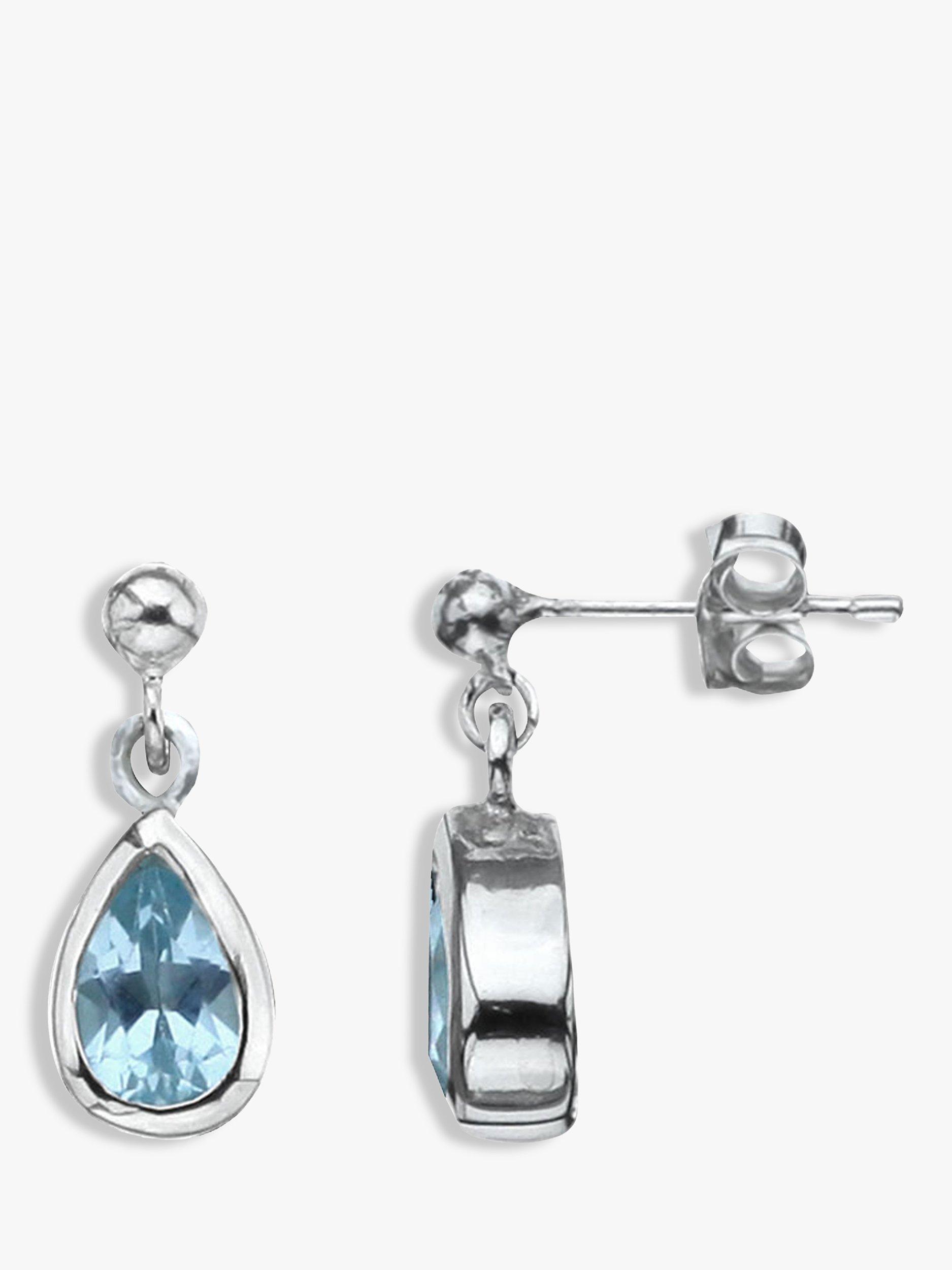 Product image 1 of 2, which shows Nina B Sterling Silver Teardrop Drop Earrings, Silver/Blue Topaz
