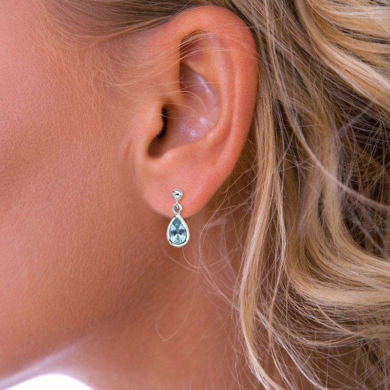 Product image 2 of 2, which shows Nina B Sterling Silver Teardrop Drop Earrings, Silver/Blue Topaz