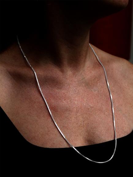 Nina B Sterling Silver Box Chain Necklace, Silver - view 2, Silver
