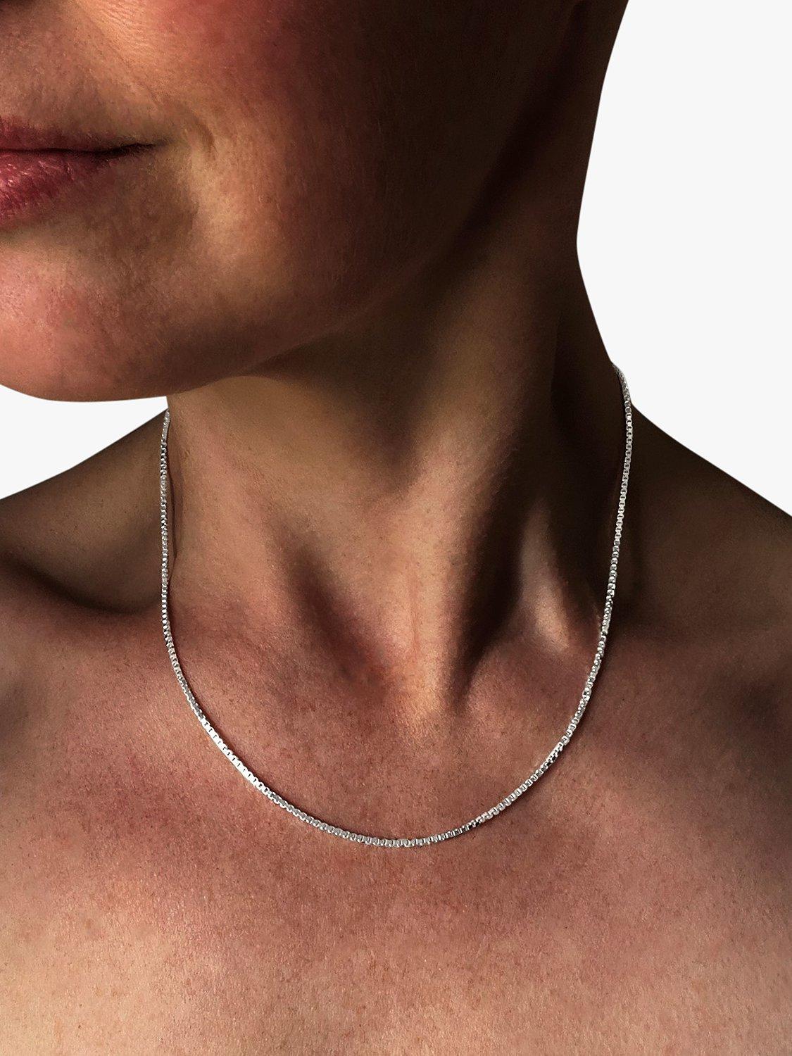 Product image 2 of 5, which shows Nina B Unisex Sterling Silver Box Chain Necklace, Silver