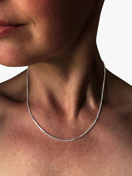 Nina B Unisex Sterling Silver Box Chain Necklace, Silver - view 2, Silver