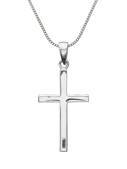 Nina B Unisex Sterling Silver Cross Pendant Necklace, Silver, Silver