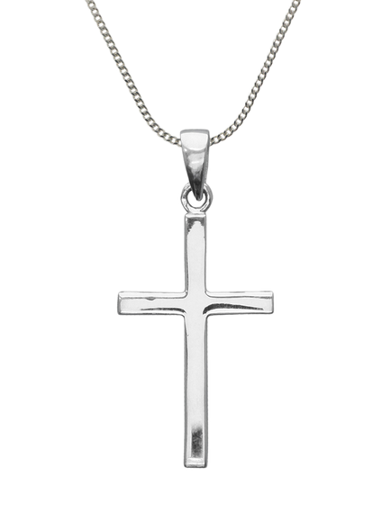 Nina B Unisex Sterling Silver Cross Pendant Necklace, Silver, Silver