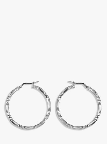 Nina B Twisted Hoop Earrings, Silver, Silver