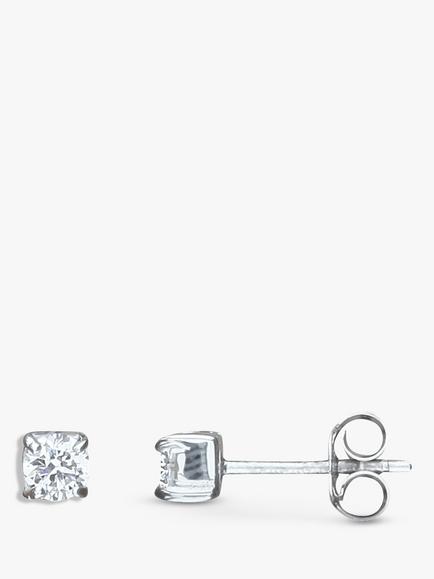 Nina B Small Claw Set Cubic Zirconia Stud Earrings, Silver, Silver