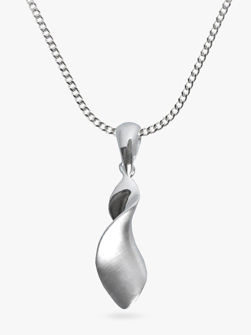 Product image 1 of 4, which shows Nina B Sterling Silver Brushed Pendant Necklace, Silver