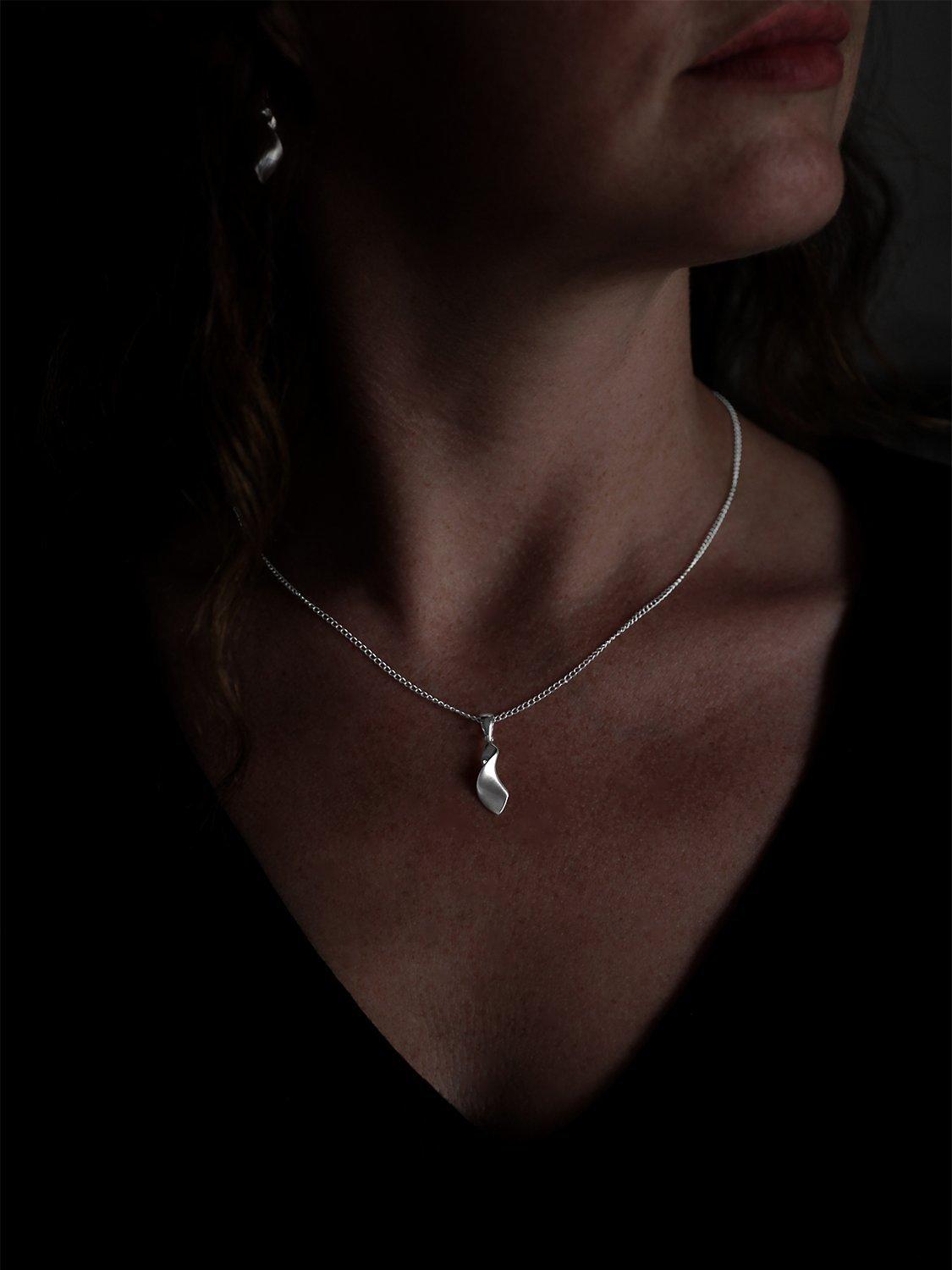 Product image 2 of 4, which shows Nina B Sterling Silver Brushed Pendant Necklace, Silver