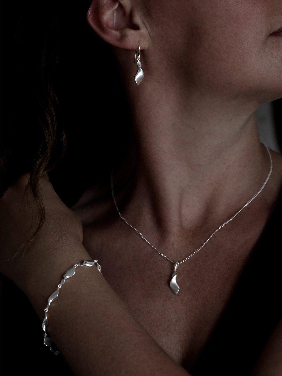 Product image 3 of 4, which shows Nina B Sterling Silver Brushed Pendant Necklace, Silver