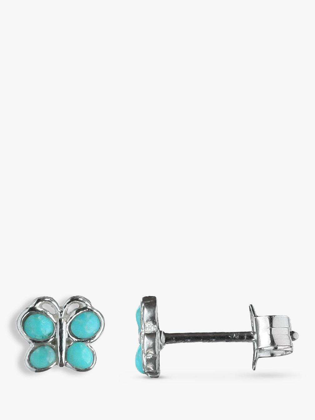 Product image 1 of 2, which shows Nina B Sterling Silver Tiny Butterfly Stud Earrings, Faux Turquoise