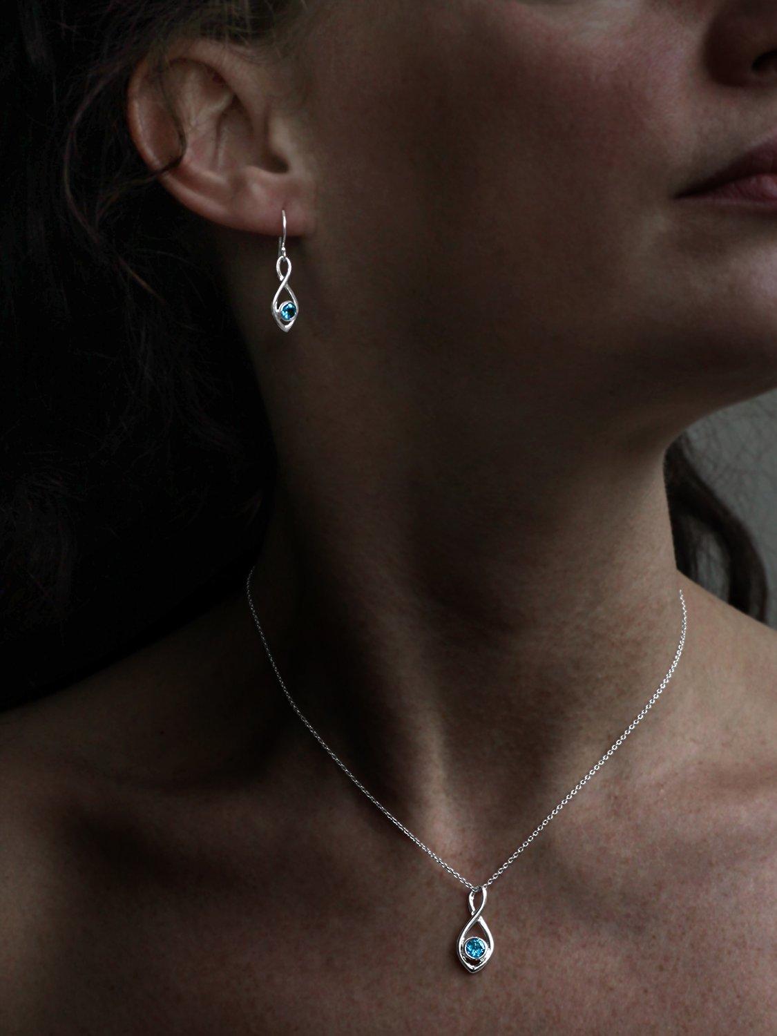 Product image 3 of 4, which shows Nina B Twist Pendant Chain Necklace, Blue Topaz