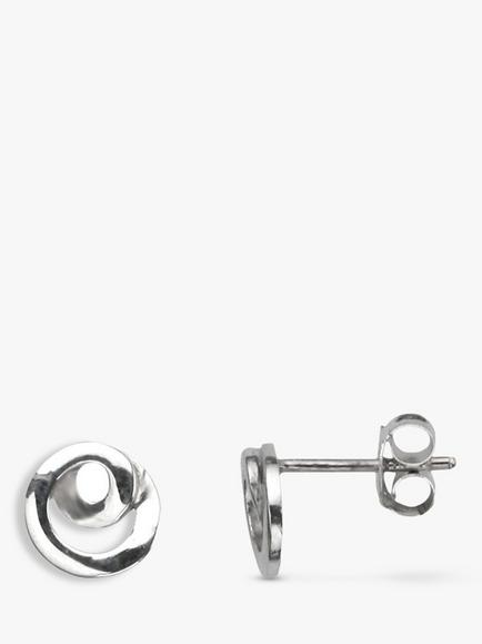 Nina B Swirl Stud Earrings, Silver, Silver