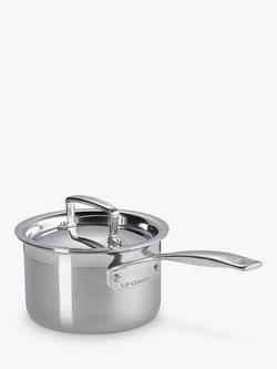Le Creuset 3-Ply Stainless Steel Lidded Saucepan, 14cm, Silver