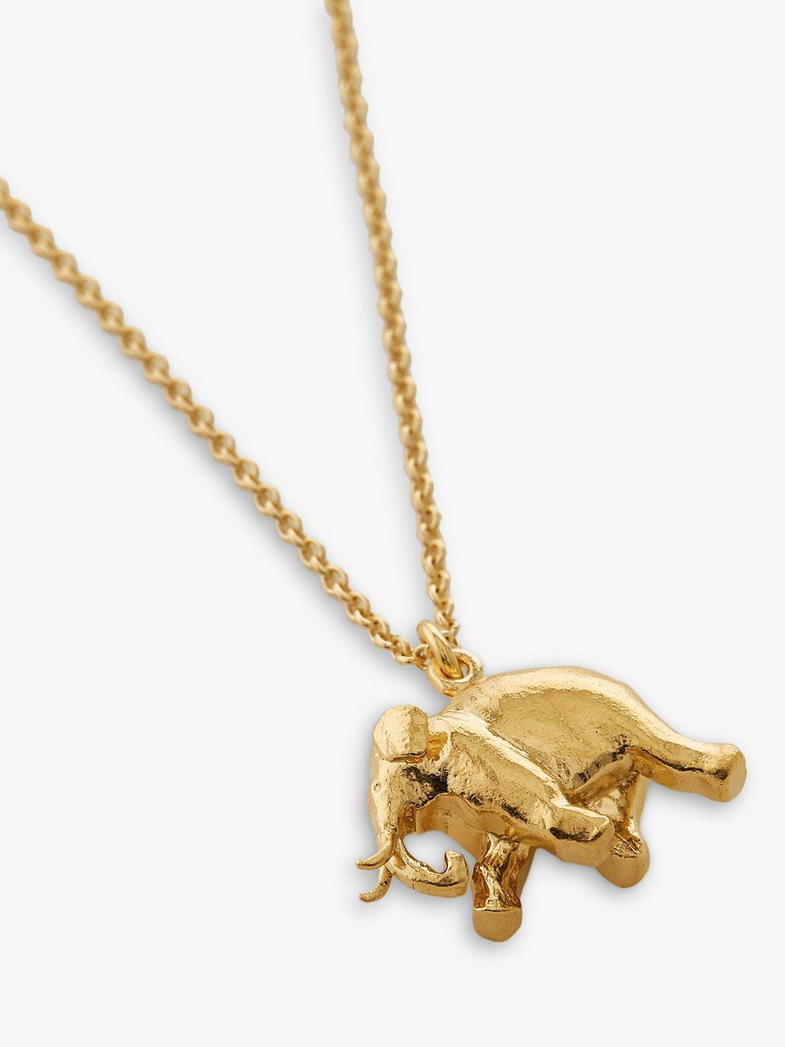 Product image 2 of 3, which shows Alex Monroe 22ct Gold Plated Sterling Silver Elephant Pendant Necklace, Gold