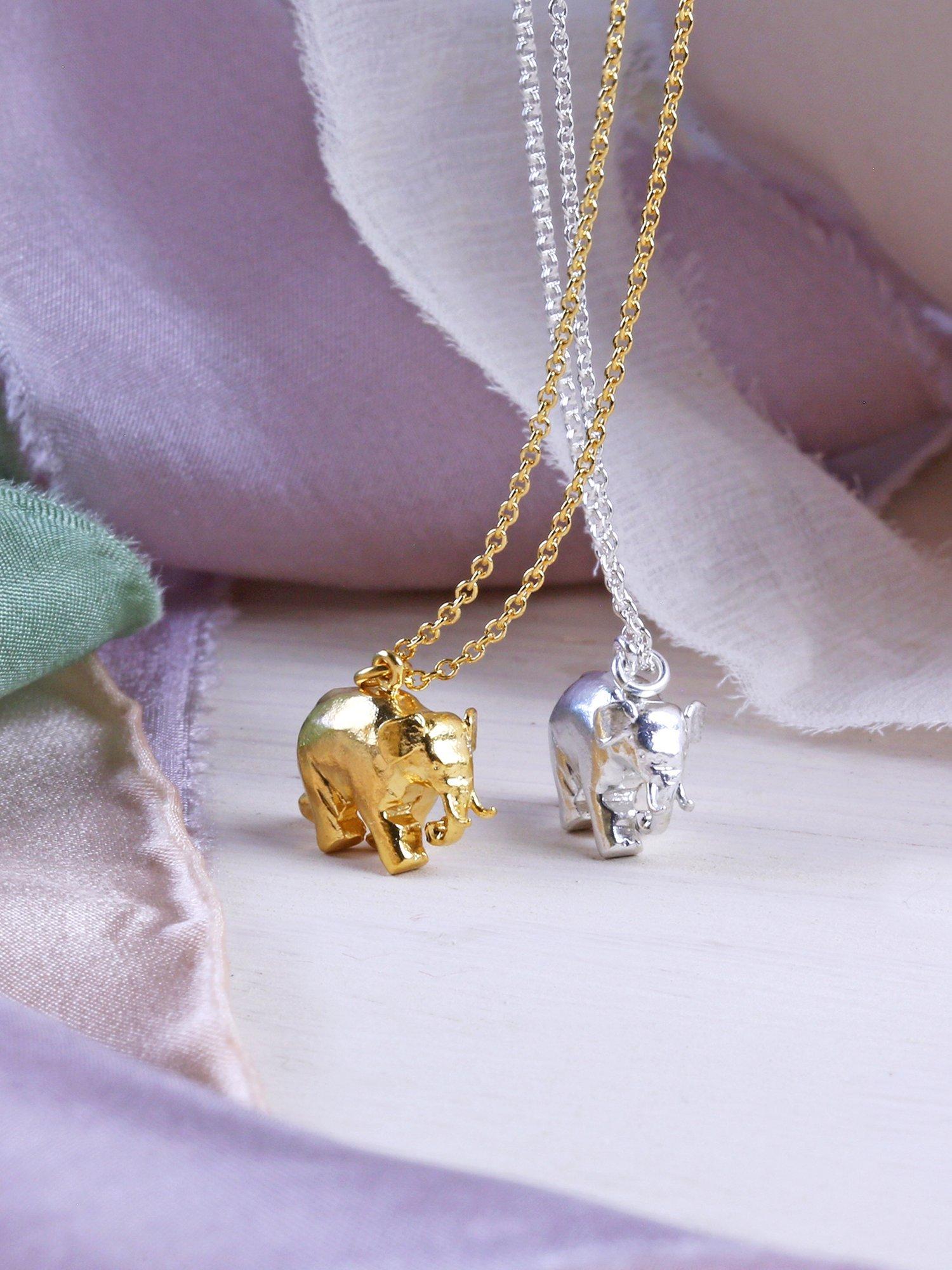 Product image 3 of 3, which shows Alex Monroe 22ct Gold Plated Sterling Silver Elephant Pendant Necklace, Gold