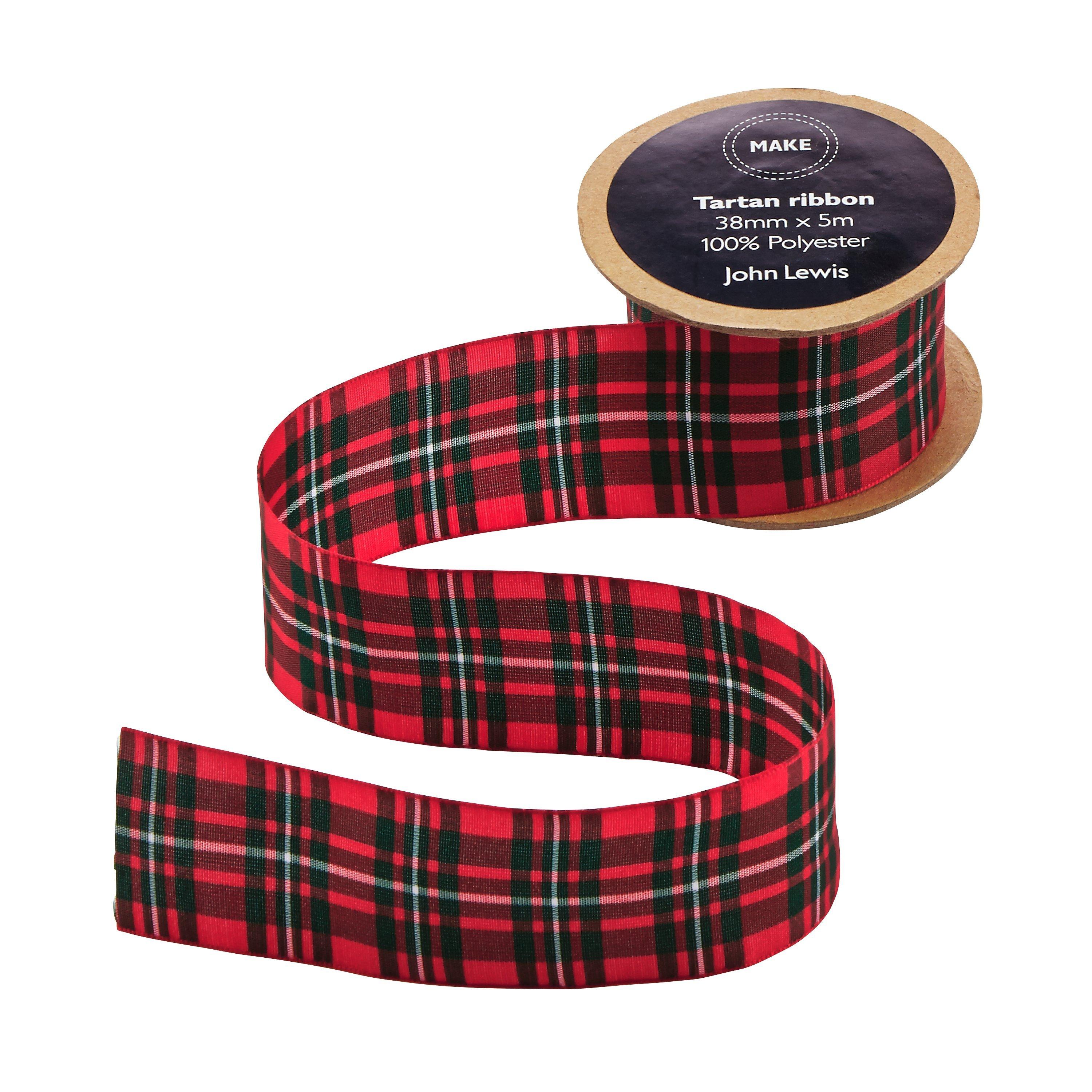 John Lewis Macgregor Tartan Ribbon, 5m, Red