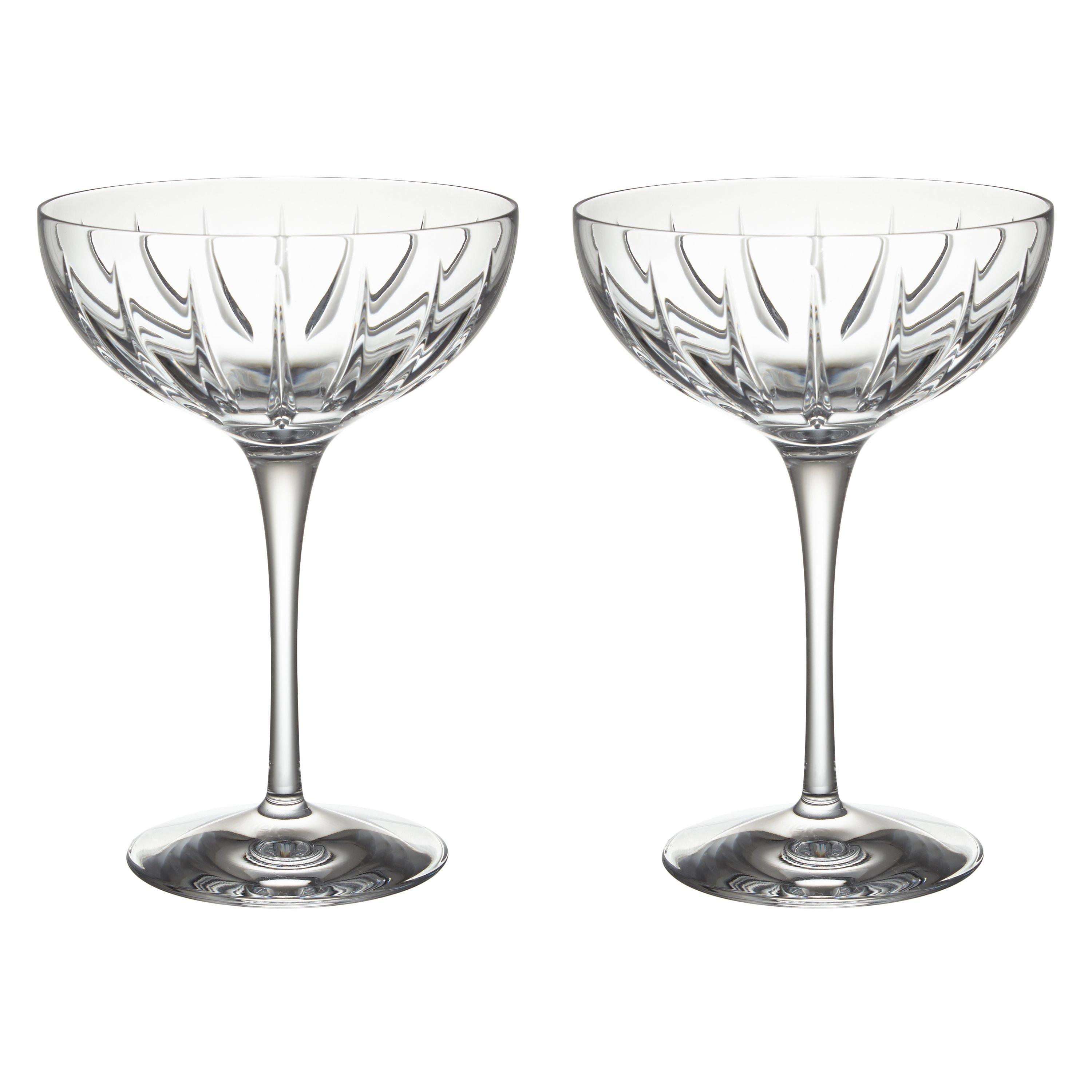 John Lewis & Partners Glacier Cut Lead Crystal Coupe, Set of 2
