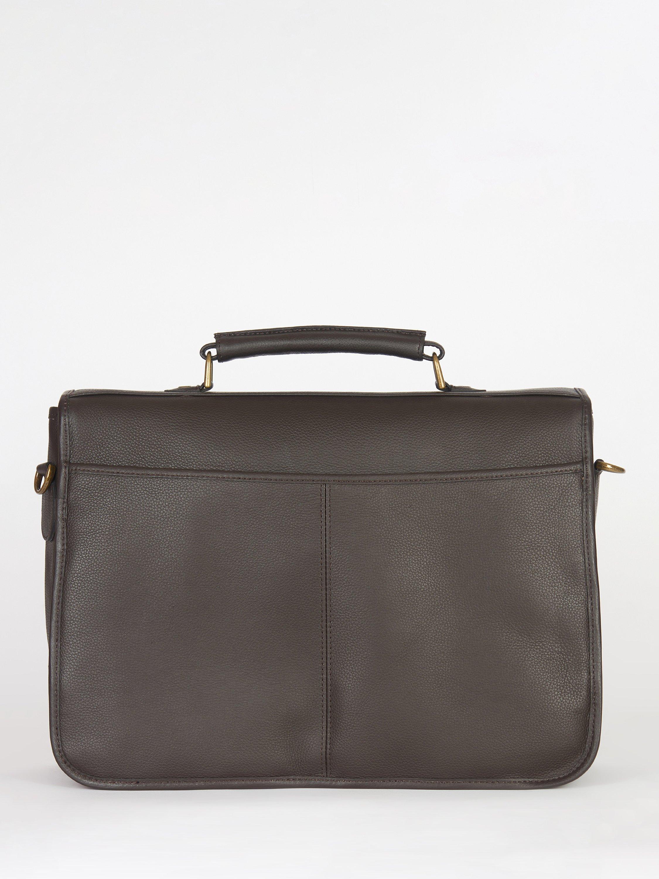 Barbour Leather Briefcase Dark Brown