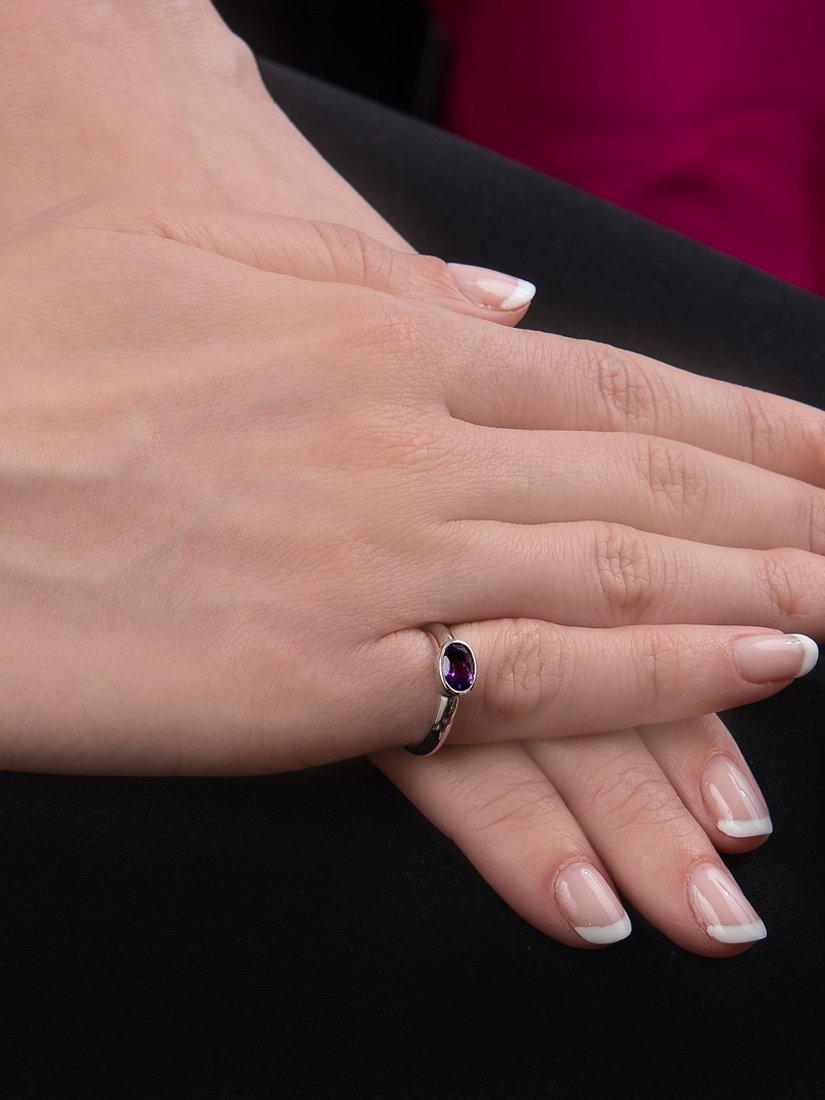 Product image 2 of 5, which shows E.W Adams 9ct Gold Rub Over Oval Ring, N, Amethyst