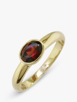 E.W Adams 9ct Gold Rub Over Oval Ring, N, Garnet