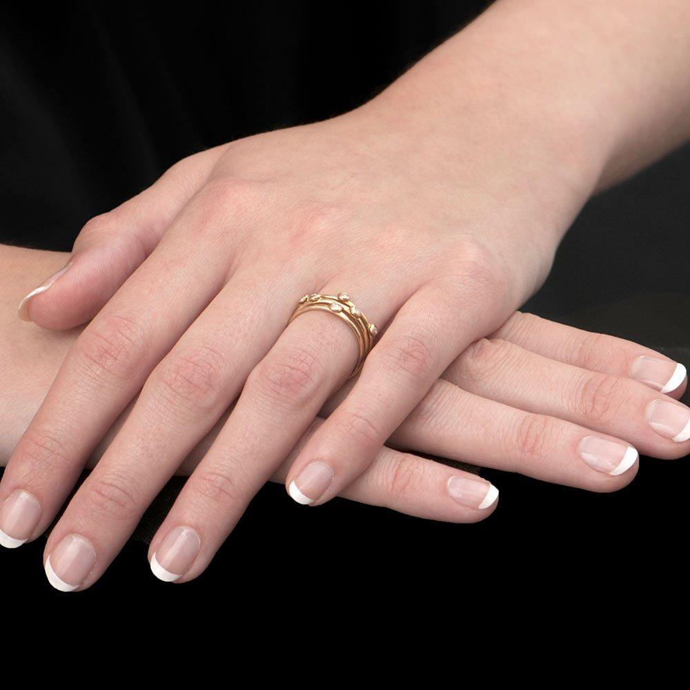 Product image 2 of 3, which shows London Road 9ct Gold Portobello Raindrop Stack Ring, Yellow Gold, N