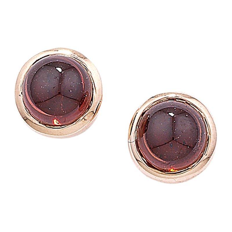 Product image 1 of 3, which shows London Road 9ct Rose Gold Bubble Stud Earrings, Garnet