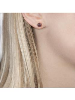 London Road 9ct Rose Gold Bubble Stud Earrings - view 2, Garnet