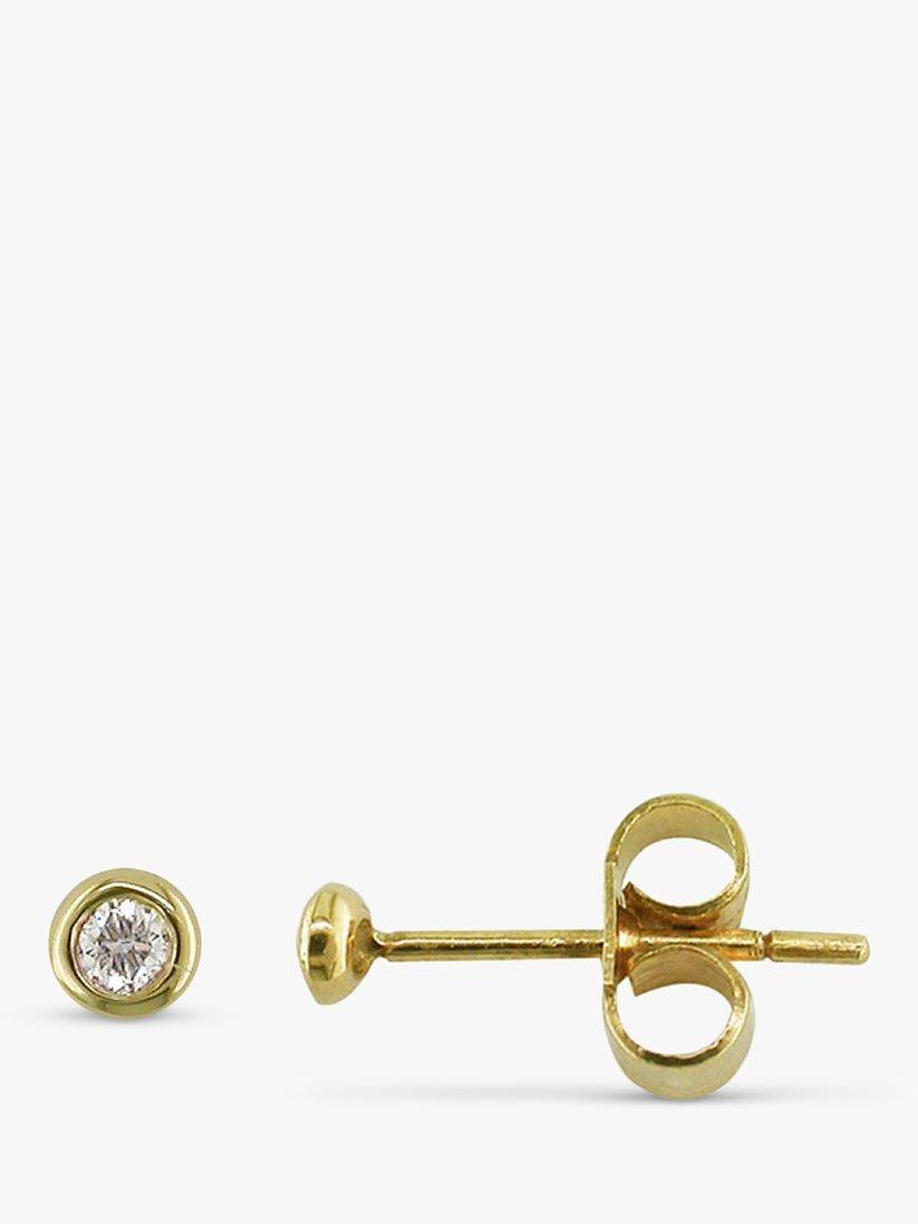 Product image 1 of 4, which shows London Road 9ct Gold Portobello Raindrop Diamond Stud Earrings, Yellow Gold