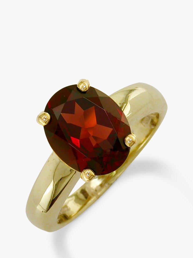 E.W Adams 9ct Gold Oval Ring, N, Garnet