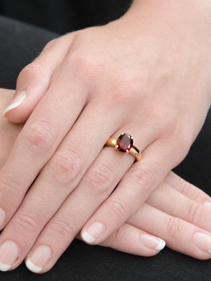 E.W Adams 9ct Gold Oval Ring, N, Garnet