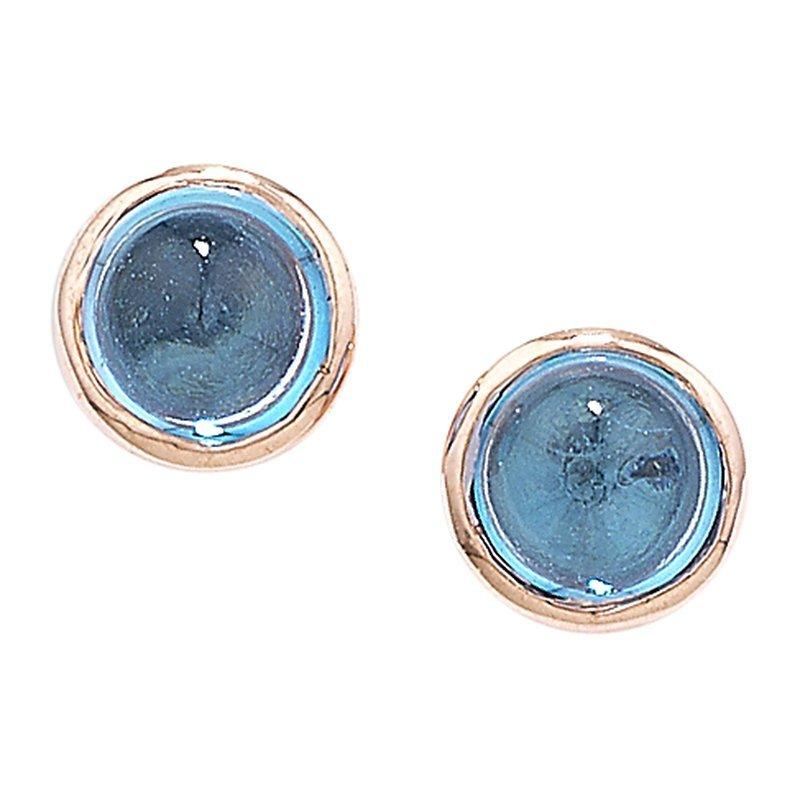Product image 1 of 3, which shows London Road 9ct Rose Gold Bubble Stud Earrings, Blue Topaz