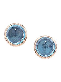 London Road 9ct Rose Gold Bubble Stud Earrings, Blue Topaz