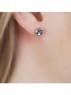 London Road 9ct Rose Gold Bubble Stud Earrings - view 2, Blue Topaz