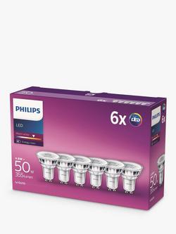 Philips 4.6W GU10 LED Bulbs, Pack of 6 - view 2, Clear