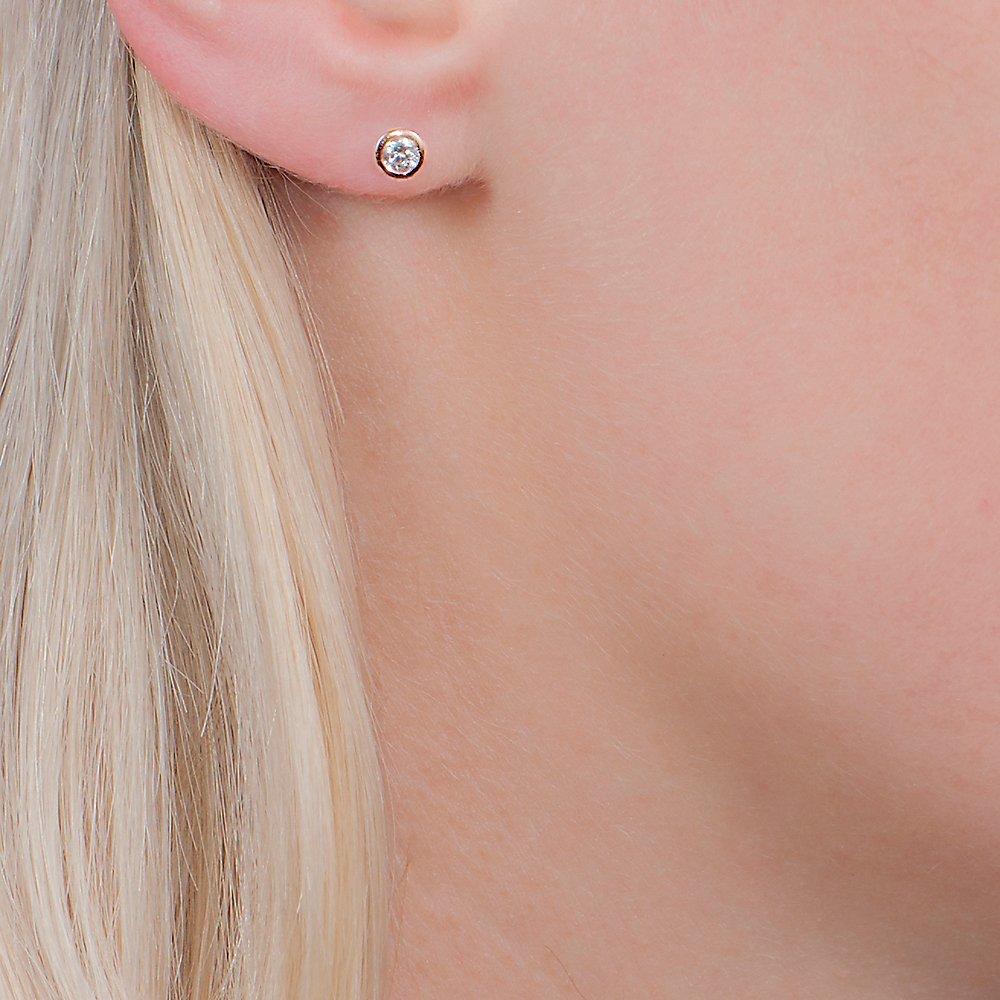 Product image 2 of 3, which shows London Road 9ct Gold Portobello Diamond Raindrop Stud Earrings, Rose Gold