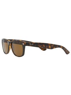 Ray-Ban RB2132 Men's New Wayfarer Polarised Sunglasses - view 2, Tortoise/Brown