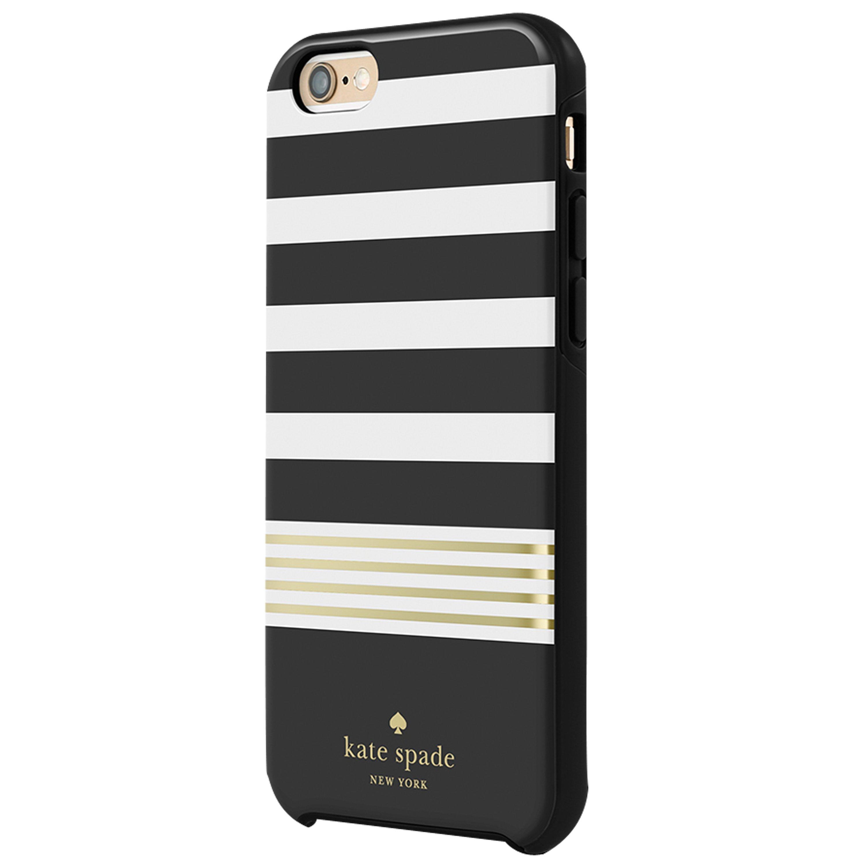 kate spade new york Hybrid Hardshell Case for iPhone 6/6s, Stripe 2 Black/White/Gold Foil