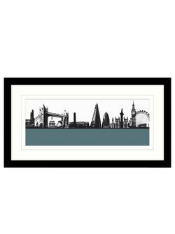 John Lewis Jacky Al-Samarraie 'London Skyline' Framed Print, 64 x 34cm, Blue