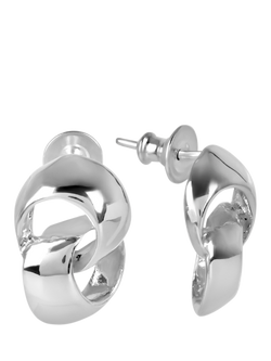 Andea Double Loop Stud Earrings, Silver, Silver