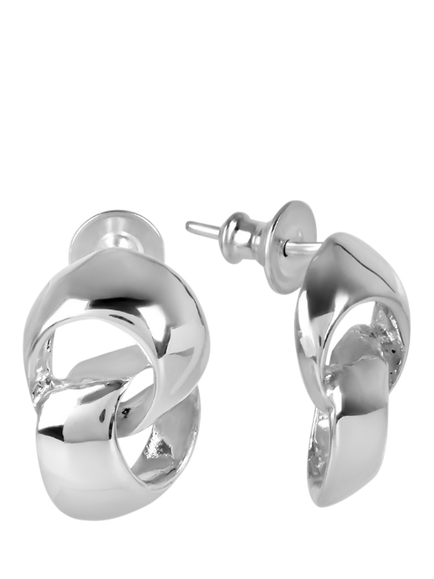 Andea Double Loop Stud Earrings, Silver, Silver