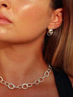 Andea Double Loop Stud Earrings, Silver - view 2, Silver