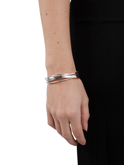 Andea Sterling Silver Multi-Line Cuff, Silver, Silver