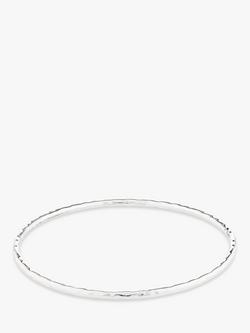Andea Sterling Silver Slim Hammered Bangle, Silver, Silver