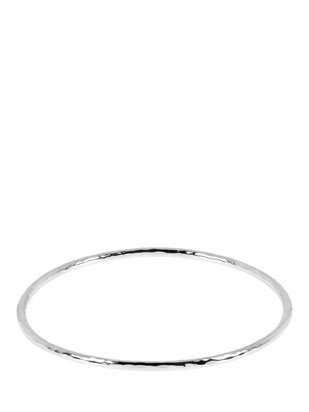 Andea Sterling Silver Slim Hammered Bangle, Silver, Silver
