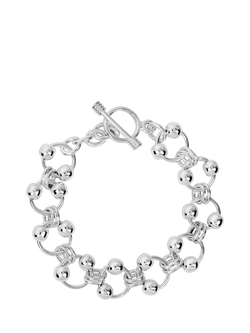 Andea Sterling Silver Balls On Rings Bracelet, Silver, Silver