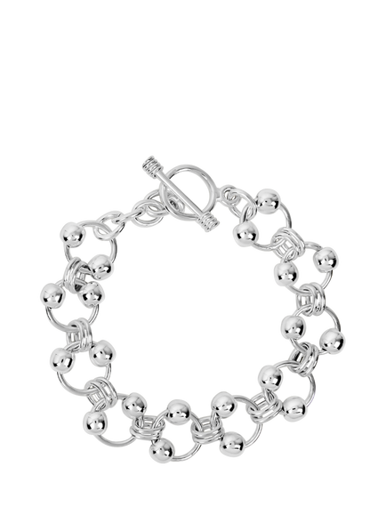 Andea Sterling Silver Balls On Rings Bracelet, Silver, Silver