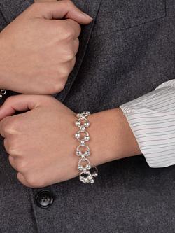 Andea Sterling Silver Balls On Rings Bracelet, Silver - view 2, Silver